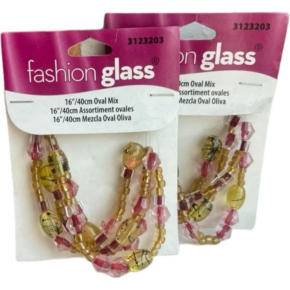 New 2 Fashion Glass 16” Oval Bead Strands - Jewelry Making